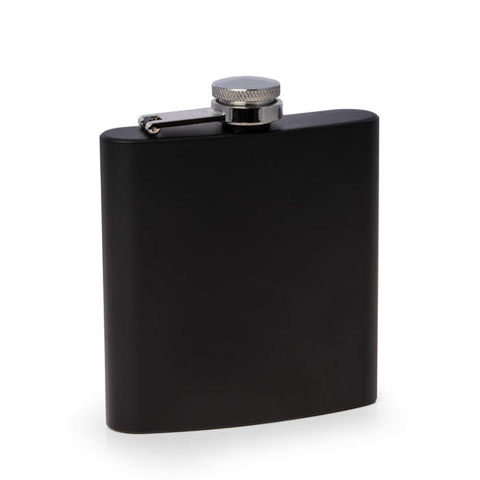 Occasion Gallery Black  Color Matte black finish 6oz flask with captive cap 13.75 L x 1 W x 4.5 H in.