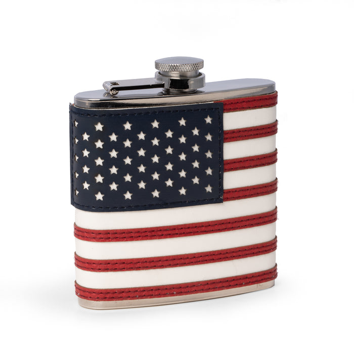 Occasion Gallery Red/White/Blue  Color American flag 6oz flask with captive cap  13.75 L x 1 W x 4.5 H in.