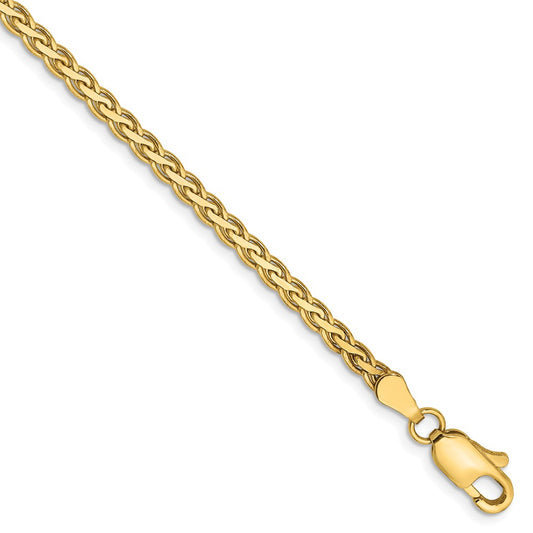 Million Charms 14k Yellow Gold 3mm Flat Wheat Chain, Chain Length: 7 inches