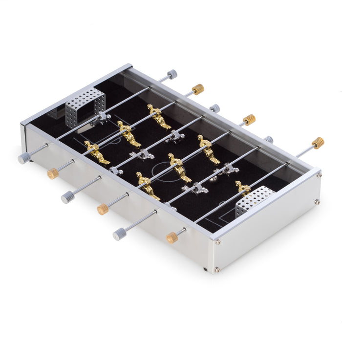 Occasion Gallery Silver Color Desk Top Aluminum Foosball Game Set. 8 L x 4.5 W x 1.25 H in.