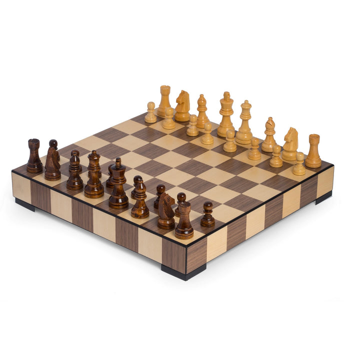 Occasion Gallery BROWN/ TAN Color Matted Inlay Chess and Checkers Set with Storage Drawer.  14 L x 14 W x 2 H in.
