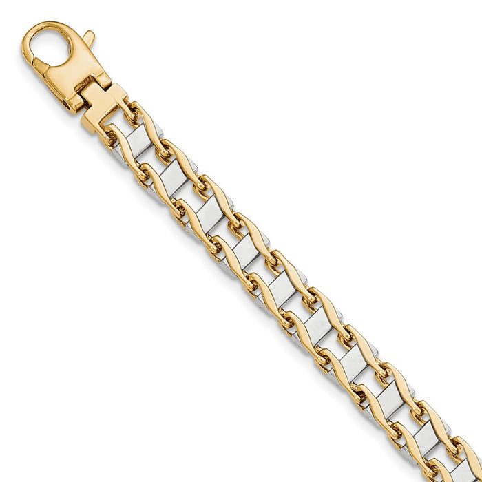 Million Charms 14k Two-tone 7.5mm Hand-polished Fancy Link Bracelet, Chain Length: 8.5 inches