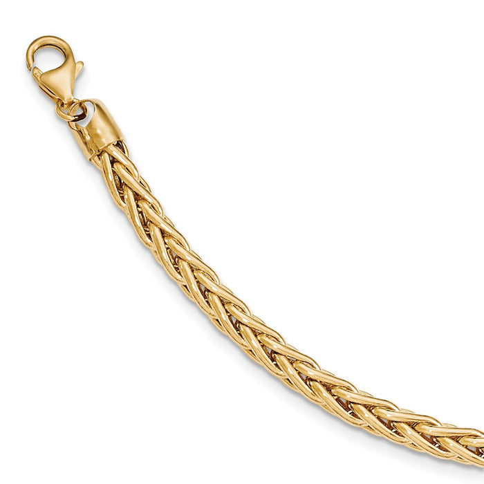 Million Charms 14k Yellow Gold Polished 8.5in Wheat Chain Bracelet, Chain Length: 8.5 inches