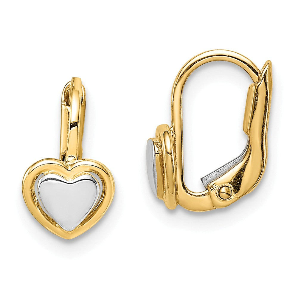 14k Madi K Two-Tone Children's Heart Hoop Earrings,