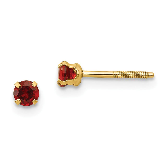 14k Yellow Gold Madi K 3mm Garnet Earrings, 6mm x 6mm