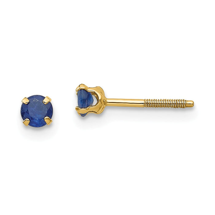 14k Yellow Gold Madi K 3mm Sapphire Birthstone Earrings, 6mm x 6mm