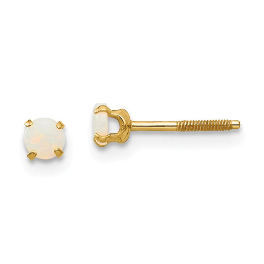 14k Yellow Gold Madi K 3mm Opal Earrings, 6mm x 6mm