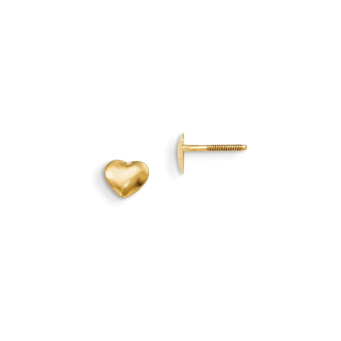 14k Yellow Gold Madi K Heart Silicone Screwback Earrings, 5mm x 6mm