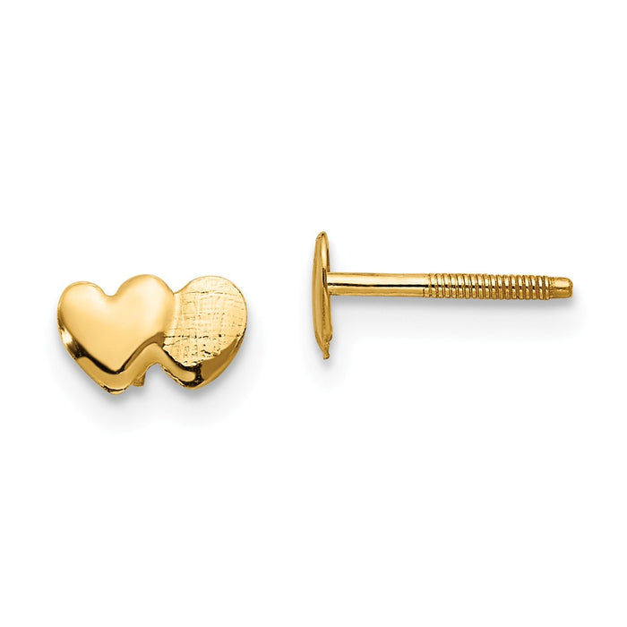 14k Yellow Gold Madi K Double Heart Earrings, 4mm x 6mm