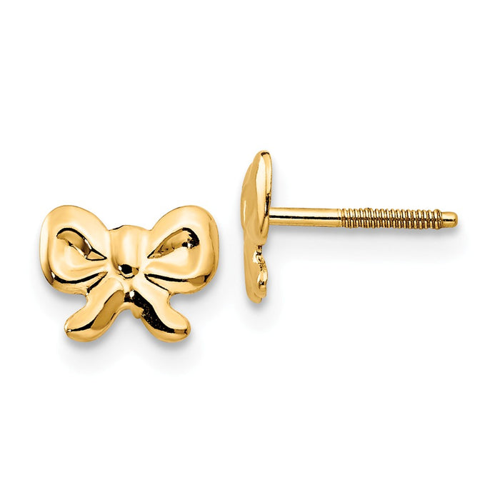 14k Yellow Gold Madi K Bows Screwback Earrings, 6mm x 7mm