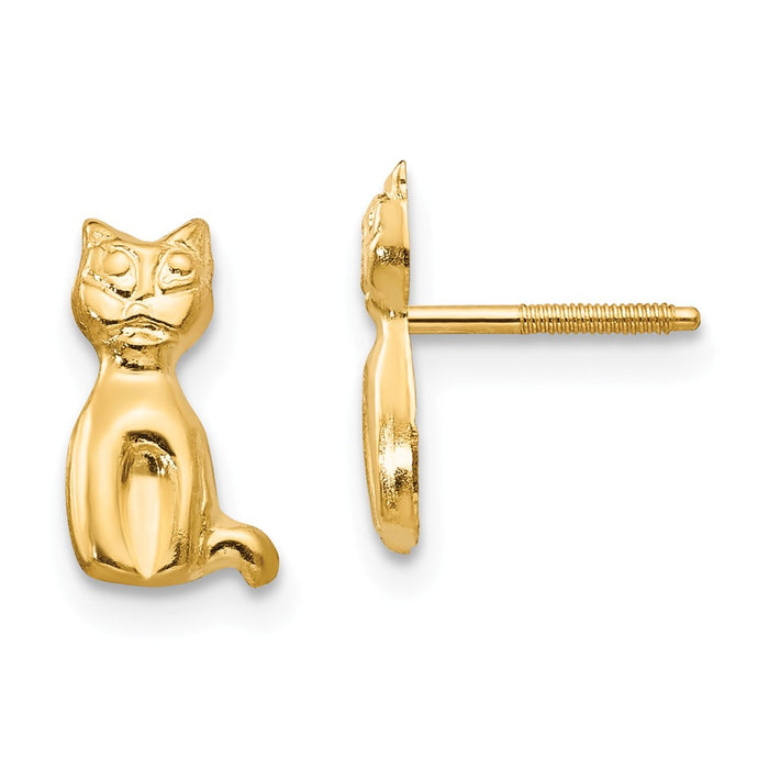 14k Yellow Gold Madi K Cat Earrings, 9mm x 6mm