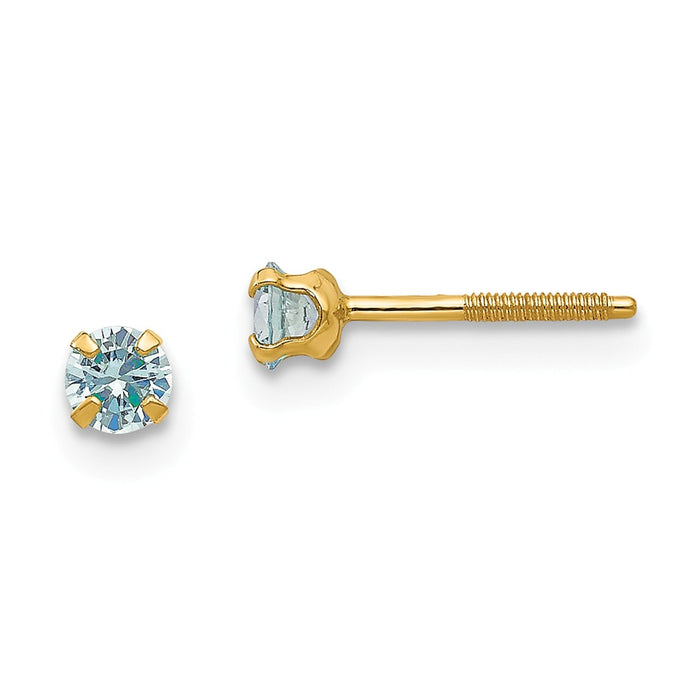 14k Yellow Gold Madi K 3mm Synthetic Birthstone Earrings, 3mm x 3mm