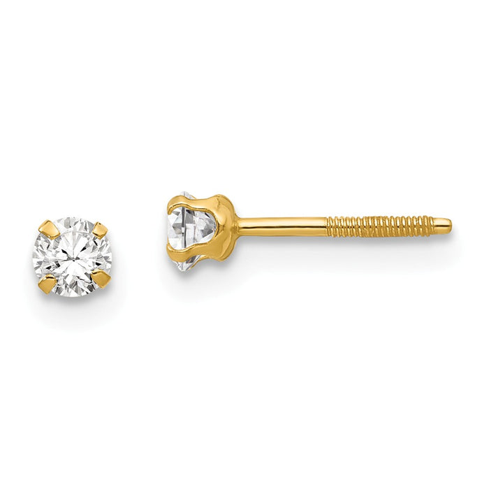 14k Yellow Gold Madi K 3mm Synthetic Spinel Earrings, 3mm x 3mm