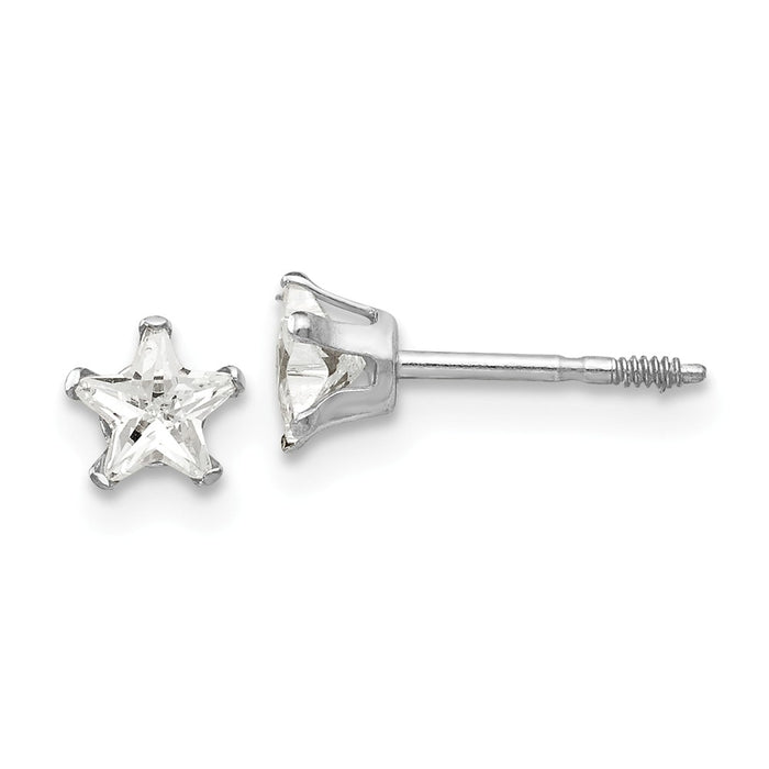 14k White Gold Madi K 4mm Star Earrings, 4mm x 4mm