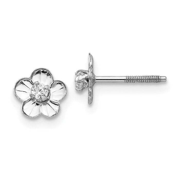 14k White Gold Madi K Flower Earrings, 6mm x 6mm