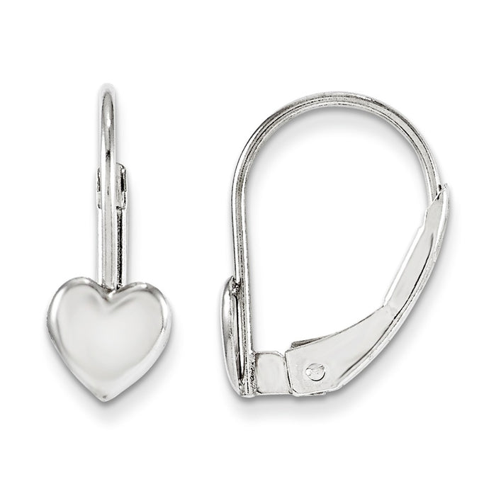 14k White Gold Madi K Heart Leverback Earrings, 11mm x 5mm