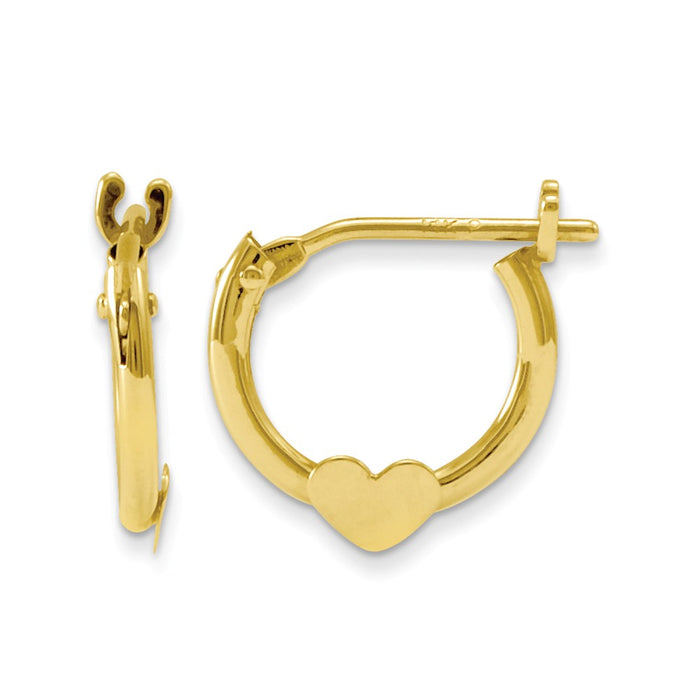 14k Yellow Gold Madi K Heart Hoop Earrings, 9mm x 9mm