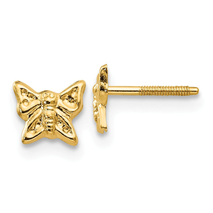 14k Yellow Gold Madi K Butterfly Screwback Earrings, 5mm x 5mm