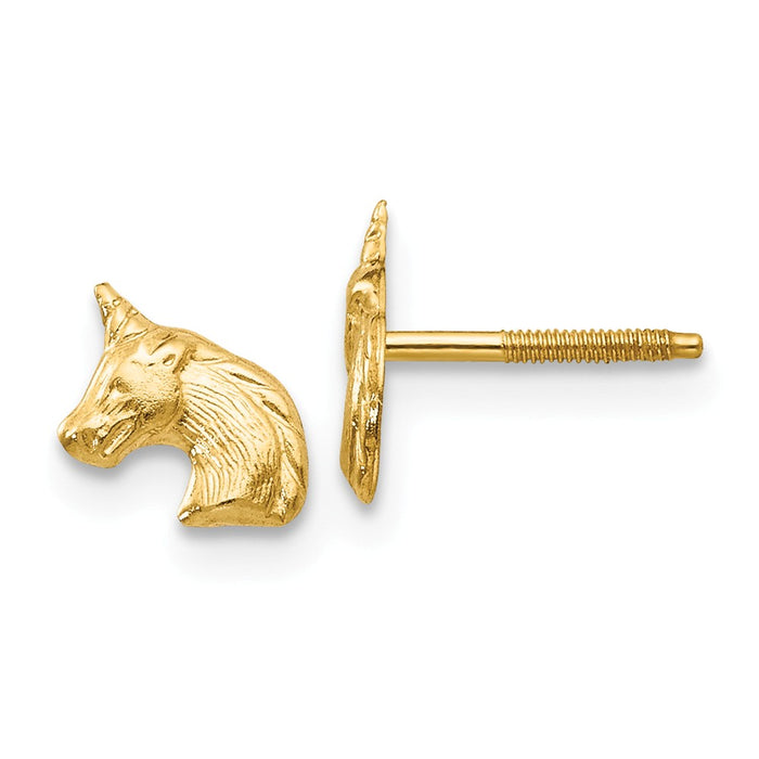 14k Yellow Gold Madi K Unicorn Post Earrings, 8mm x 5mm