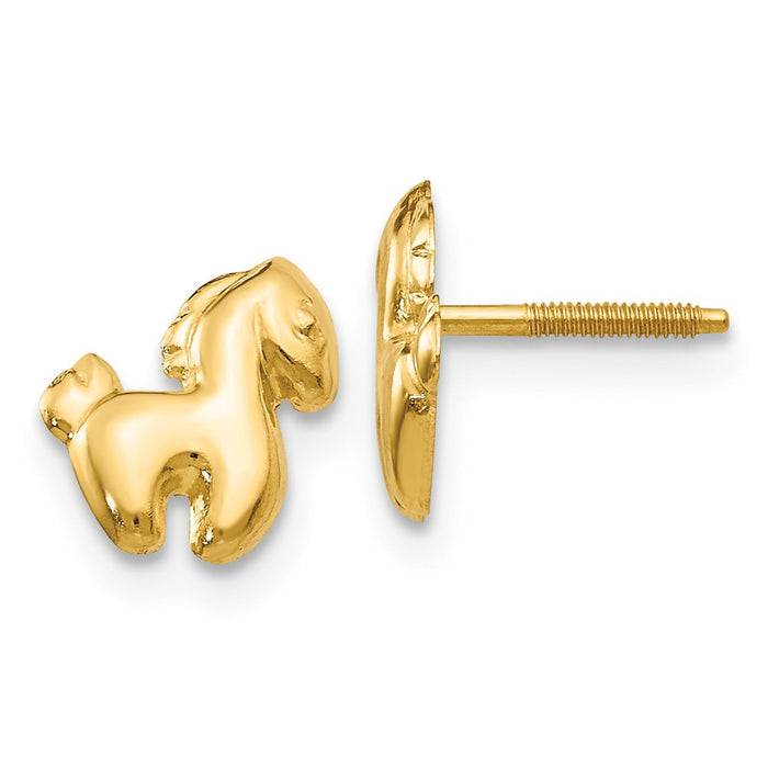 14k Yellow Gold Madi K Pony Screwback Earrings, 10mm x 5mm
