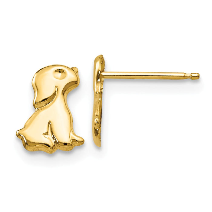 14k Yellow Gold Madi K Sitting Dog Post Earrings, 9mm x 6mm