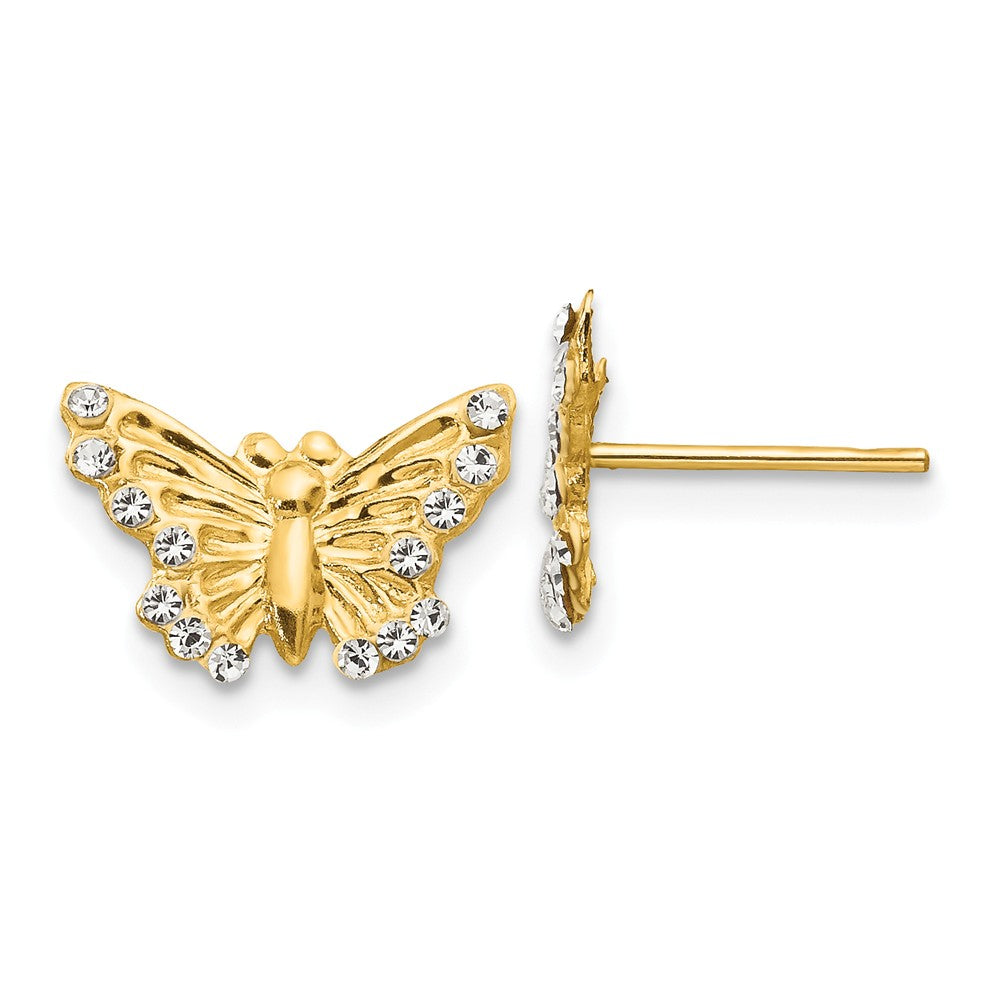 14k Madi K Cubic Zirconia ( CZ ) Butterfly Post Earrings, 8mm x 13mm