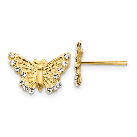 14k Madi K Cubic Zirconia ( CZ ) Butterfly Post Earrings, 8mm x 13mm