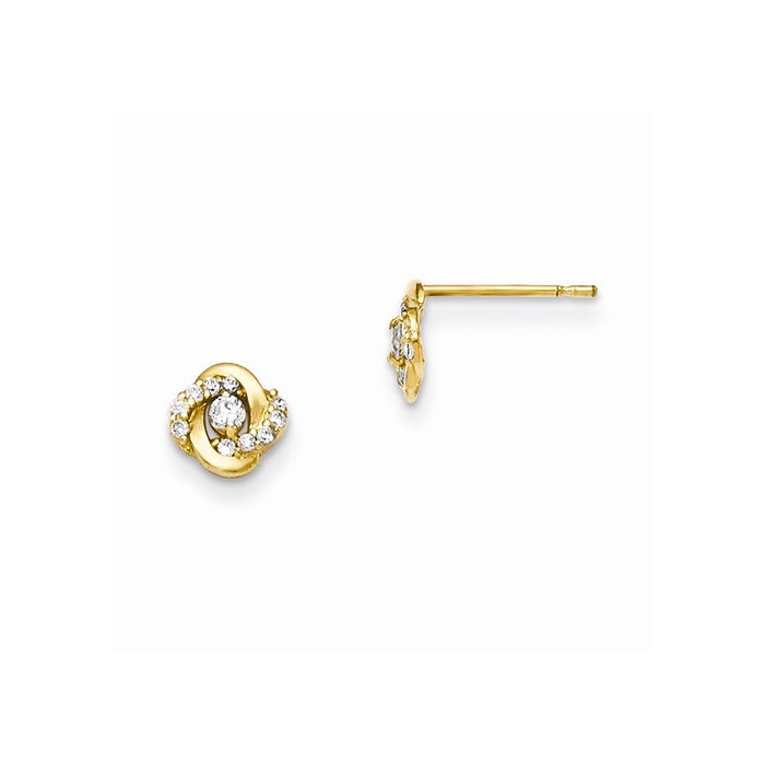 14k Yellow Gold Madi K Cubic Zirconia ( CZ ) Children's Post Earrings, 6mm x 6mm