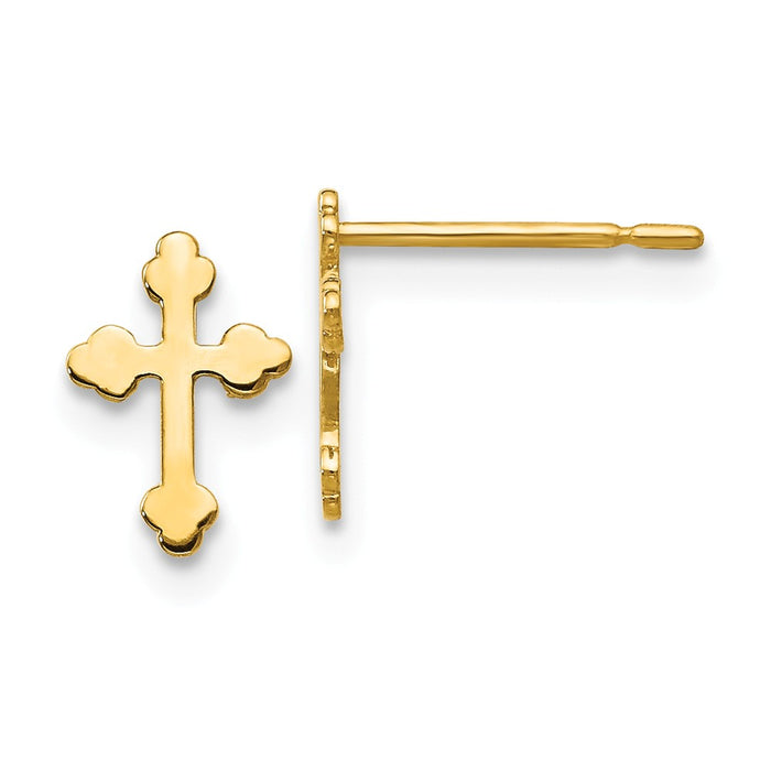 14k Yellow Gold Madi K Children's Cross Post Earrings, 8mm x 6mm