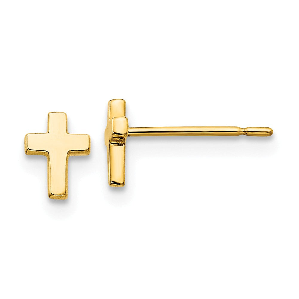 14k Yellow Gold Madi K Children's Cross Post Earrings, 6mm x 4mm