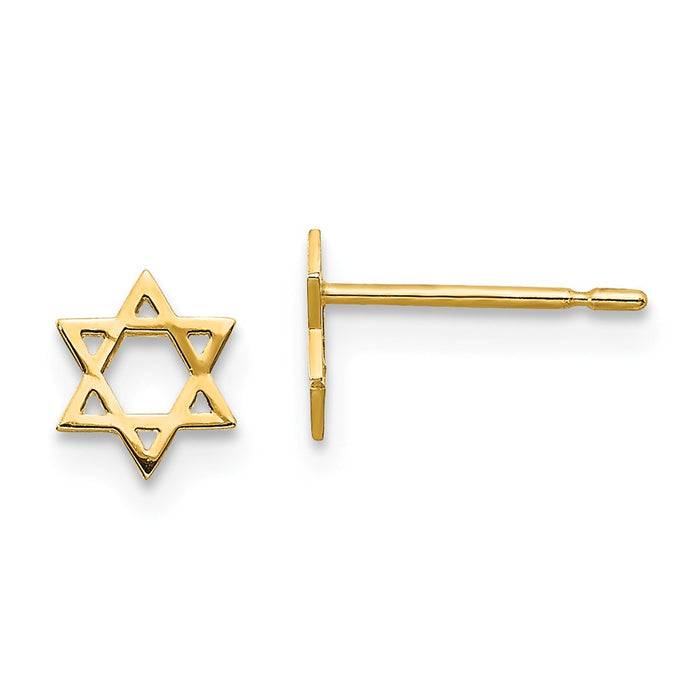 14k Yellow Gold Madi K Children's Star of David Post Earrings, 6mm x 6mm