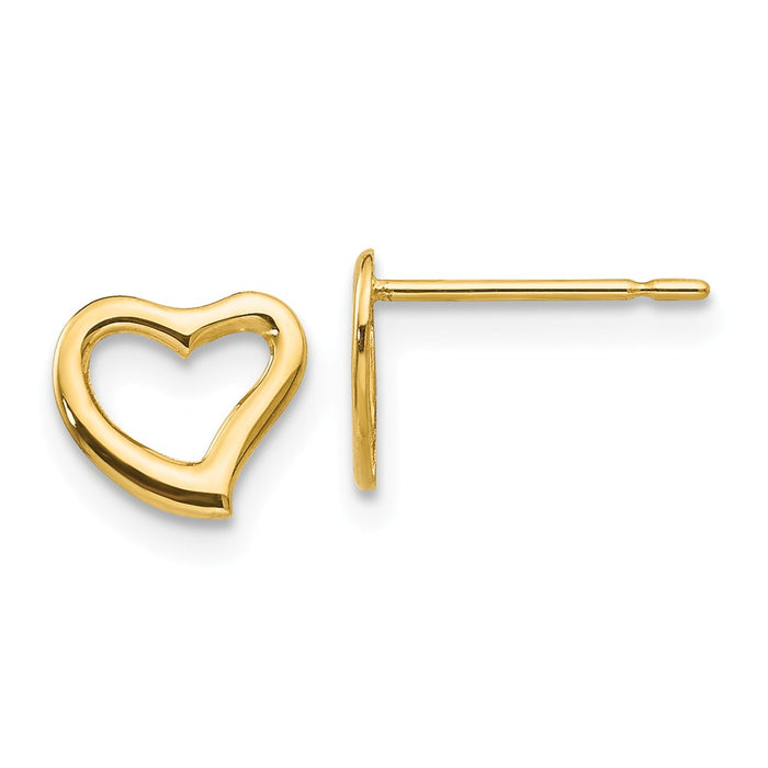 14k Yellow Gold Madi K Children's Heart Post Earrings, 7mm x 7mm