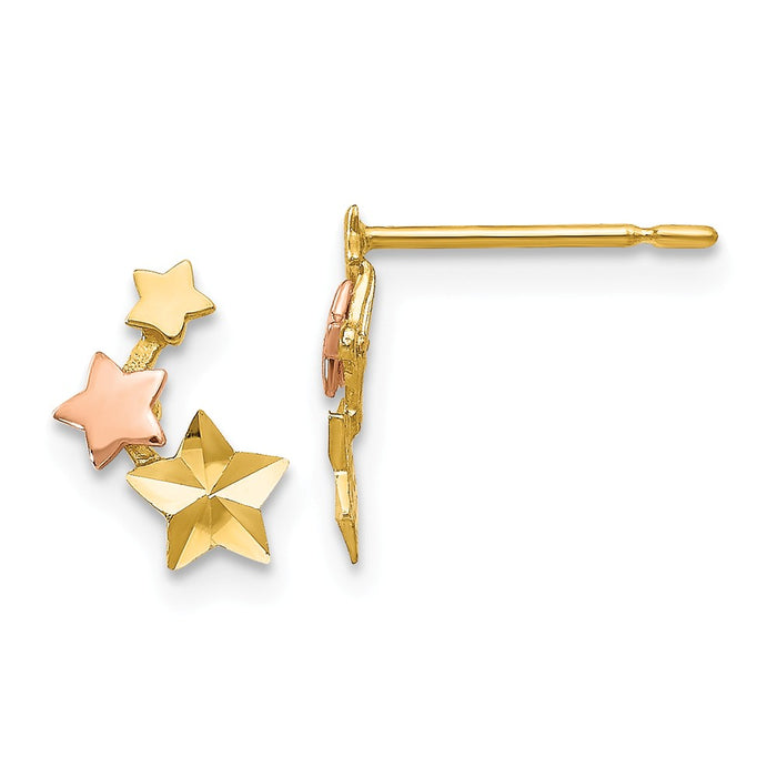 14k Yellow & Rose Gold Madi K Diamond-Cut Children's Star Post Earrings, 9mm x 4mm