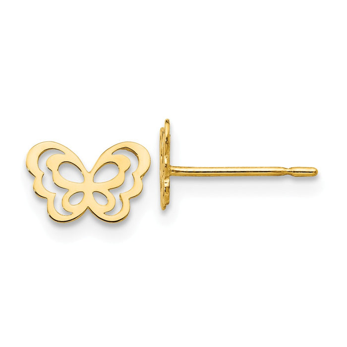 14k Yellow Gold Madi K Children's Butterfly Post Earrings, 6mm x 8mm