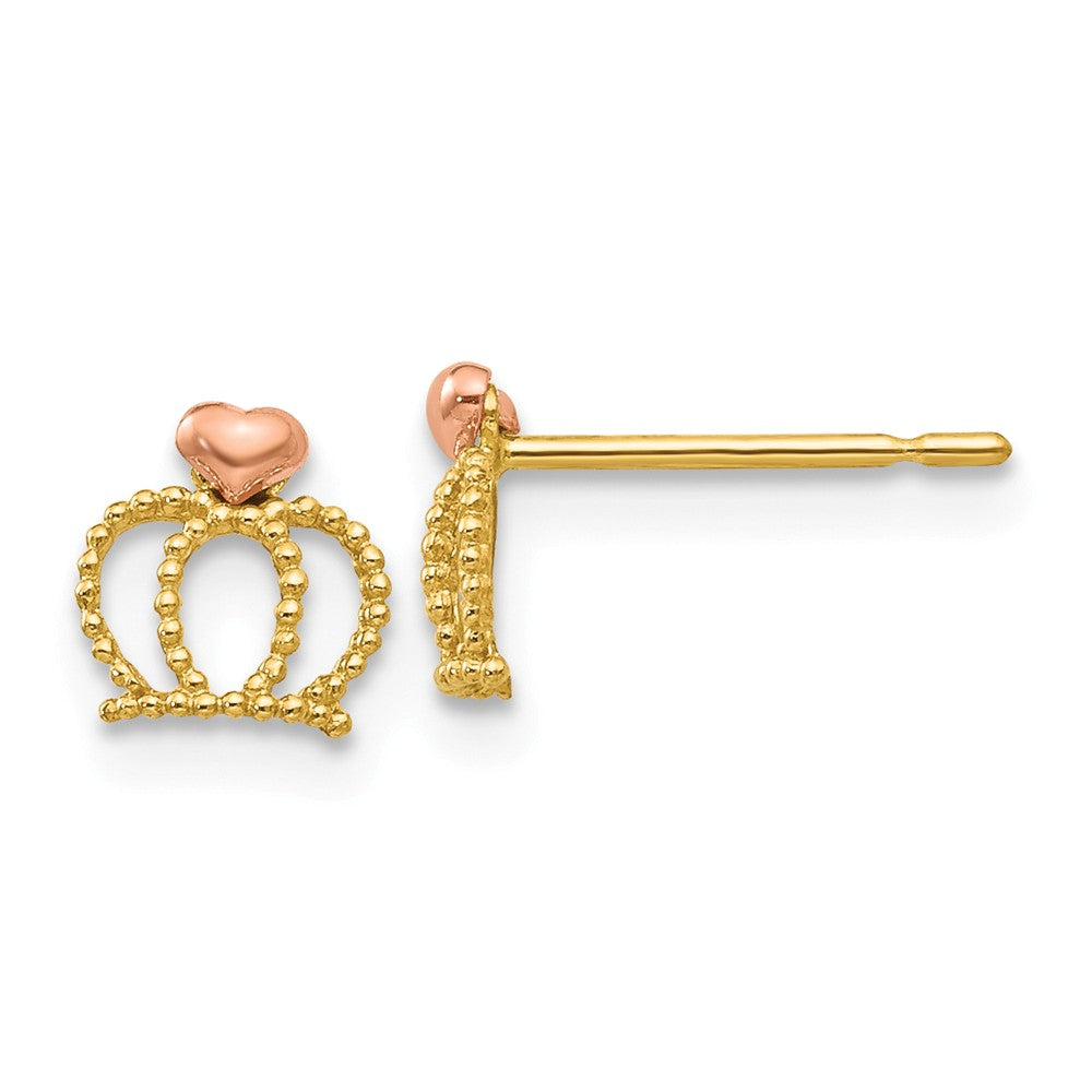 14k Yellow & Rose Madi K Gold Children's Crown Post Earrings, 6mm x 6mm