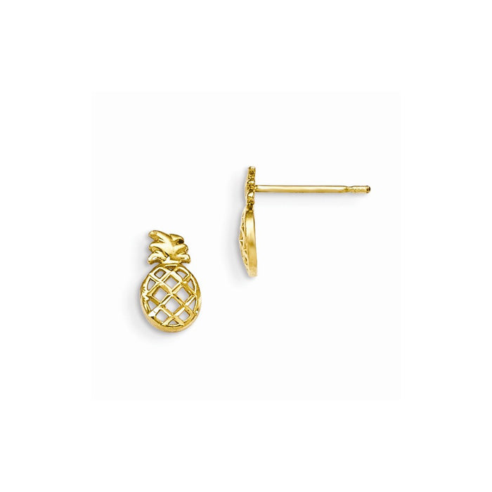 14k Yellow Gold Madi K Diamond-Cut Children's Pineapple Post Earrings, 9mm x 5mm