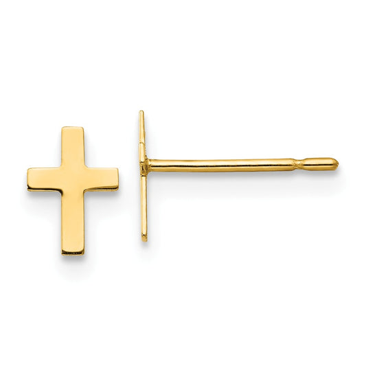 14k Yellow Gold Madi K Children's Cross Post Earrings, 15mm x 6mm