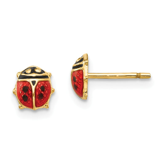 14k Yellow Gold Madi K Enamel Ladybug Post Earrings, 6mm x 5mm