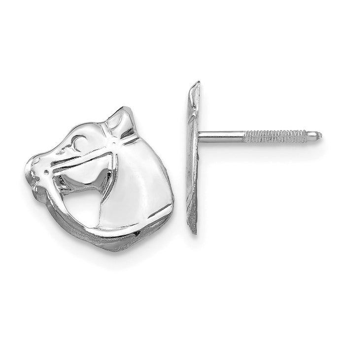 14k White Gold Madi K Screwback Horse Post Earrings, 10mm x 10mm