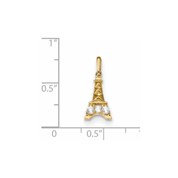 Million Charms 14K Yellow Gold Themed Madi K Kids (Cubic Zirconia) CZ Eiffel Tower Pendant