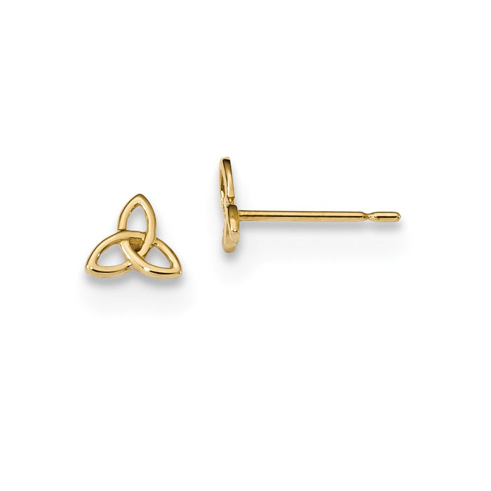 14k Yellow Gold Madi K Childrens Celtic Knot Post Earrings, 5.2mm x 6mm