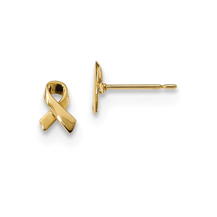 14k Yellow Gold Madi K Awareness Ribbon Post Earrings, 6mm x 5mm