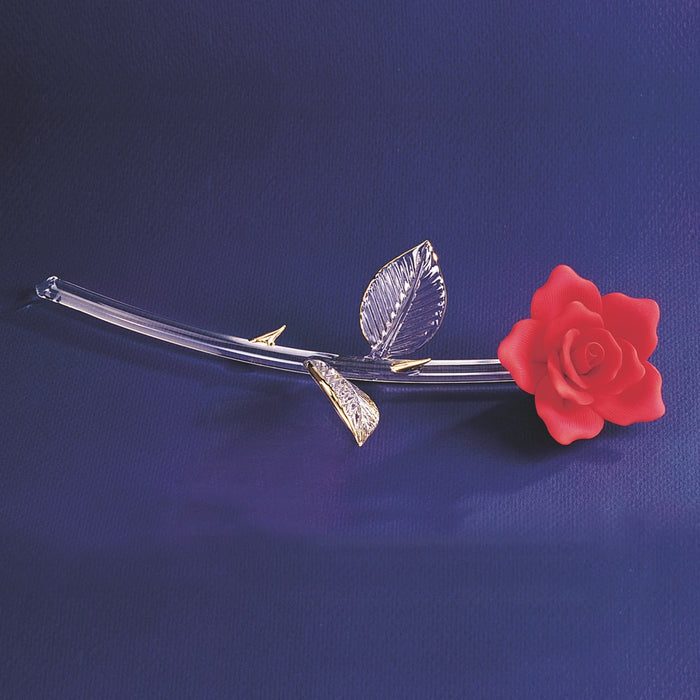 Red Long Stem Rose Glass Figurine