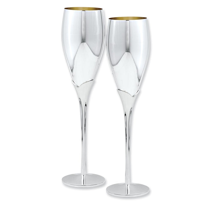 Silver-plated Pair of Champagne Flutes