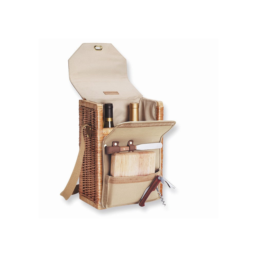 Willow and Natural Canvas Insulated Wine and Cheese Tote