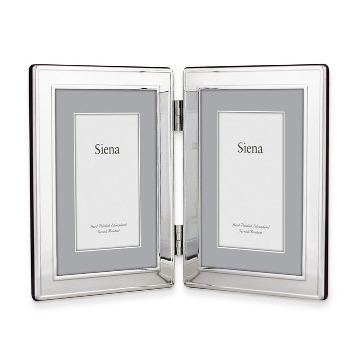Occasion Gallery Silver-plated Plain Double Border 5x7 Double Photo Picture Frame