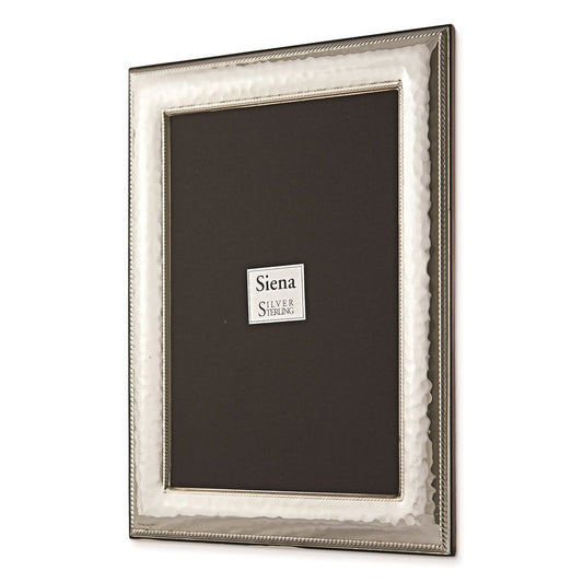 Occasion Gallery Wedding Keepsake Gifts, Bilaminate 925 Sterling Silver Hammered Roped Border 4x6 Photo Picture Frame