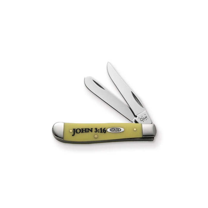 Case Mini Trapper Yellow Synthetic Handle John 3:16 Knife