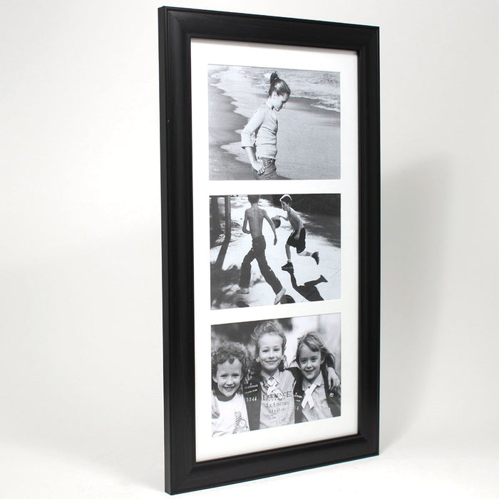 Occasion Gallery Black Collage Photo Picture Frame - Three Opening 5x7 Gallery Photo Picture Frame
