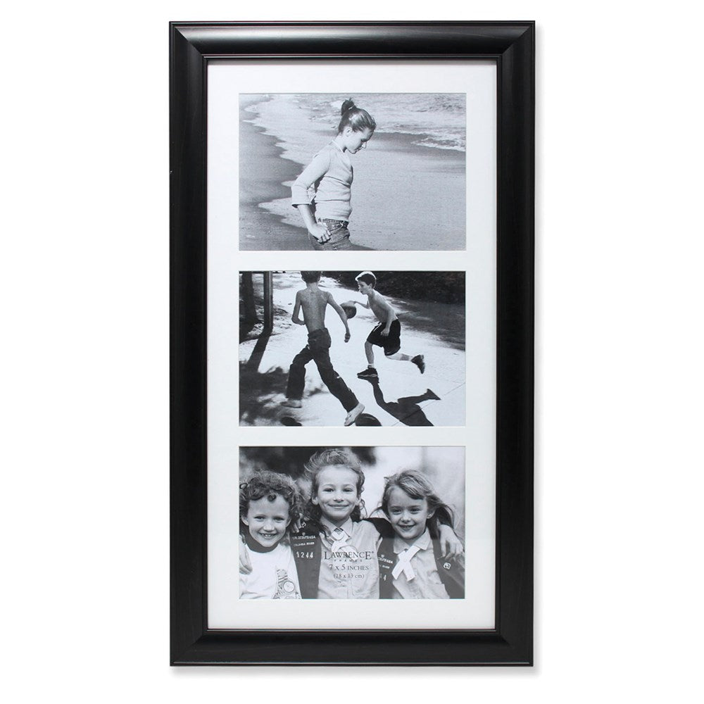 Occasion Gallery Black Collage Photo Picture Frame - Three Opening 5x7 Gallery Photo Picture Frame